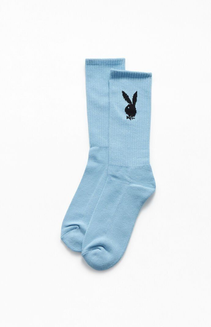 Premium Logo-Accent Crew Socks - Light Blue - 4-Pair Value Set